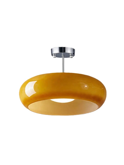 Plafondlamp Glazen Schijf Bauhaus Design Messing of Chroom Oranjegeel of Wit Glas Retro Stijlvolle Verlichting