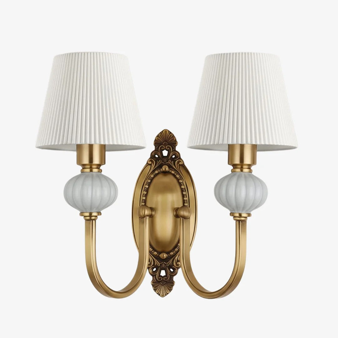 Keramische wandlamp met stoffen kap - 1 of 2 lichtpunten - E27 - diverse kleuren & stijlen