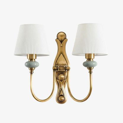 Keramische wandlamp met stoffen kap - 1 of 2 lichtpunten - E27 - diverse kleuren & stijlen