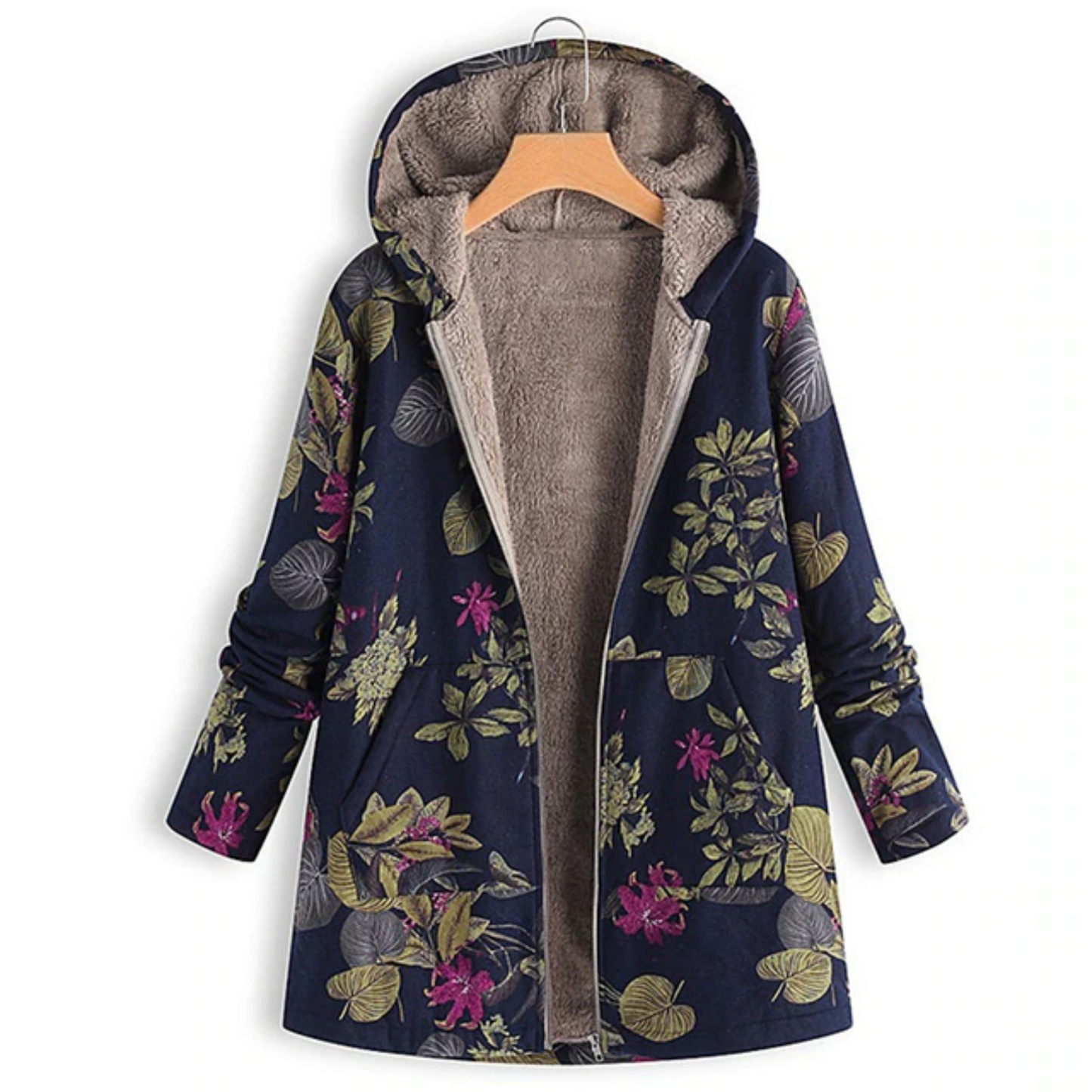 Damesjas Bloemenprint Warm en Comfortabel voor Herfst en Winter