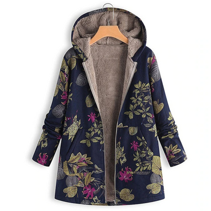 Damesjas Bloemenprint Warm en Comfortabel voor Herfst/Winter