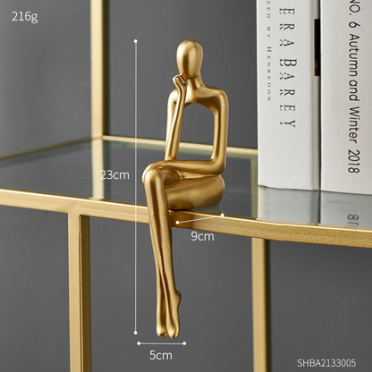 Zittende Abstracte Hars Sculptuur Figuur Modern Kunstobject Decoratief