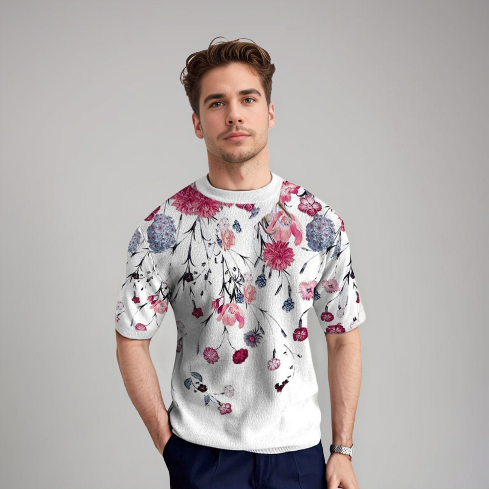 Heren Shirt Korte Mouwen Florale Zomerstijl - StudioMarella