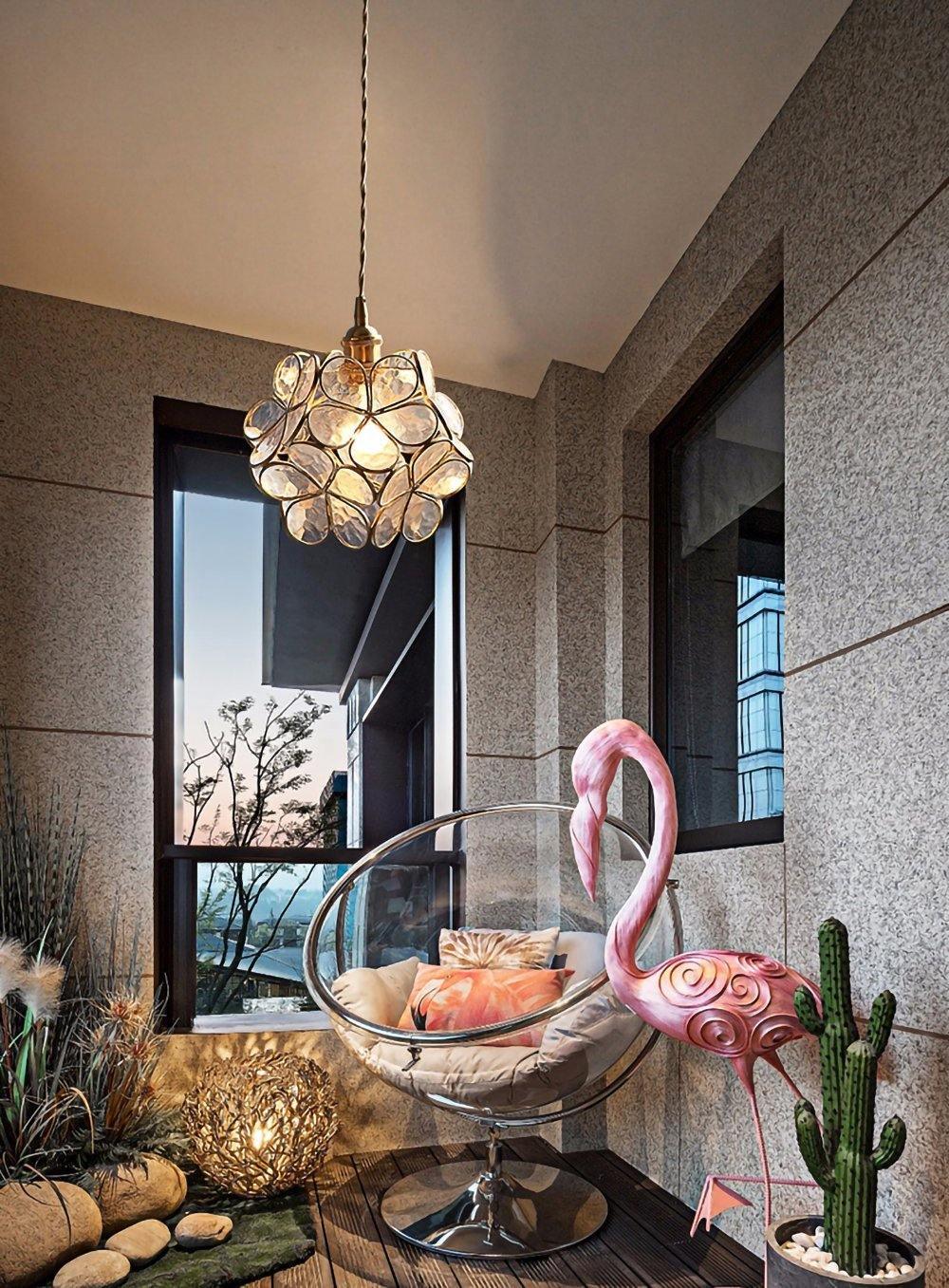 Glazen Bloembladlamp Hanglamp Messing Fitting Handgeblazen Glas Ø20cm Vijf Kleuren E26/E27 Pendelverlichting