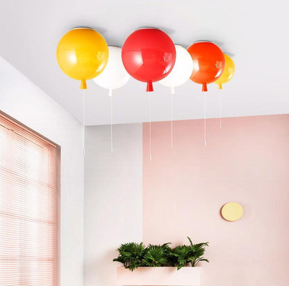 Ballonlamp Plafondlamp Plastic Wit Blauw Roze Oranje Kinderkamer Woonkamer Ø25 Ø30 Ø35cm Hanglamp Speels Trekkoordje