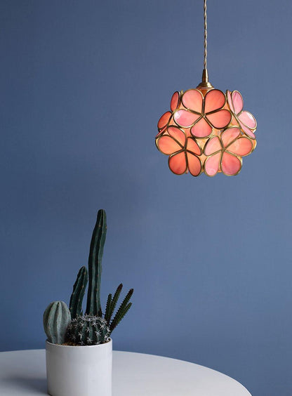 Glazen Bloembladlamp Hanglamp Messing Fitting Handgeblazen Glas Ø20cm Vijf Kleuren E26/E27 Pendelverlichting