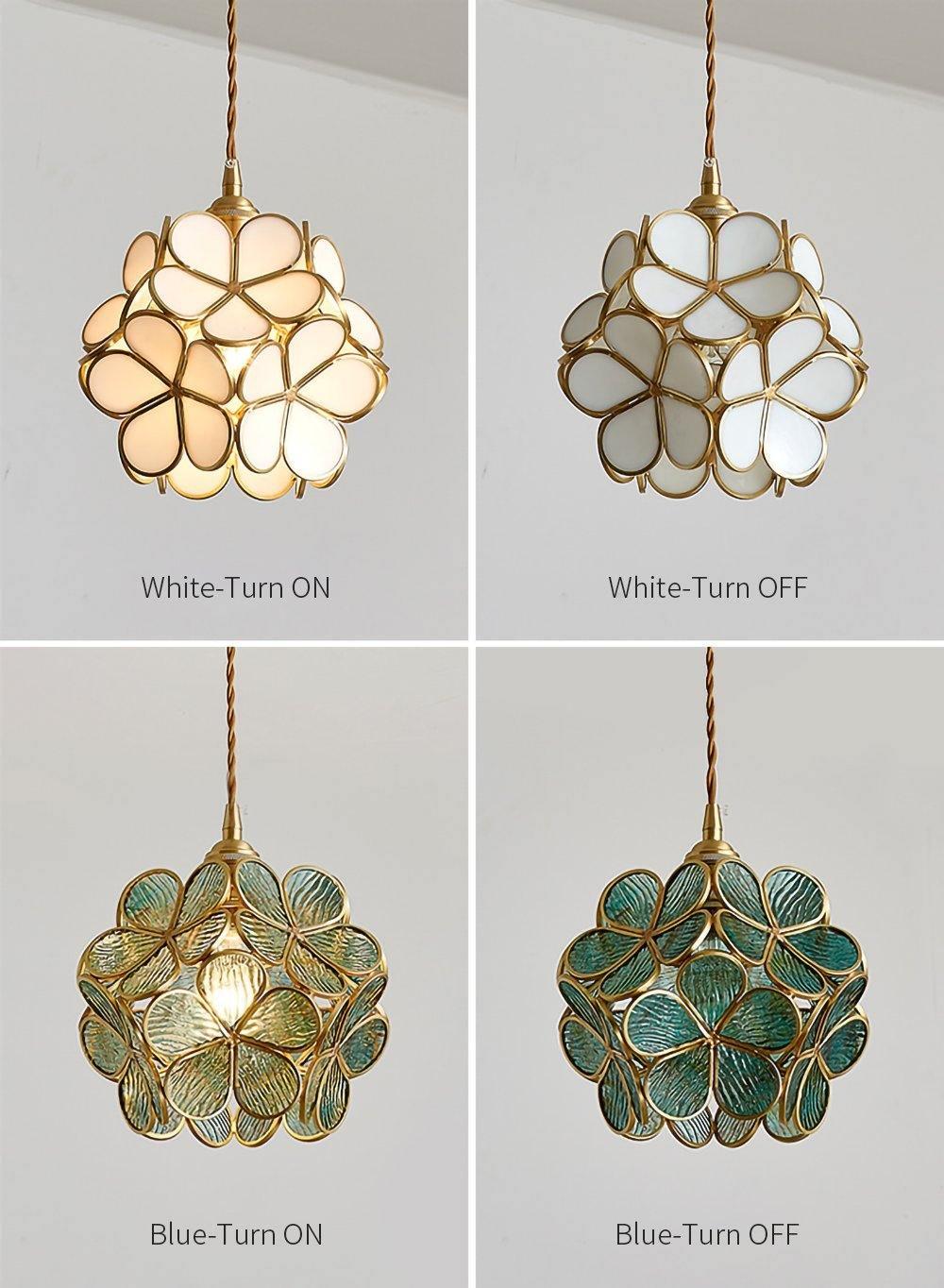 Glazen Bloembladlamp Hanglamp Messing Fitting Handgeblazen Glas Ø20cm Vijf Kleuren E26/E27 Pendelverlichting