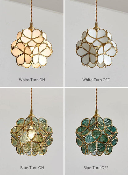 Glazen Bloembladlamp Hanglamp Messing Fitting Handgeblazen Glas Ø20cm Vijf Kleuren E26/E27 Pendelverlichting