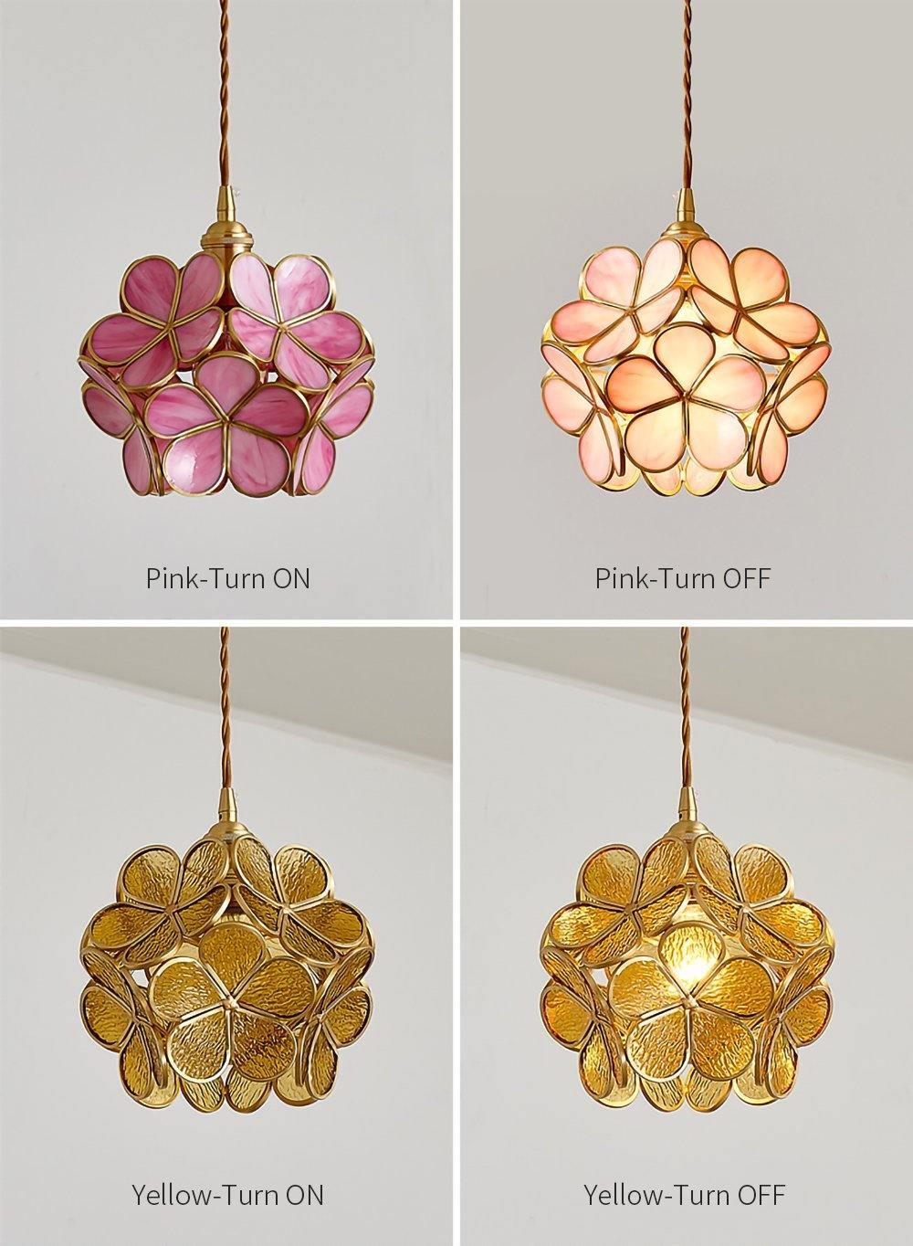 Glazen Bloembladlamp Hanglamp Messing Fitting Handgeblazen Glas Ø20cm Vijf Kleuren E26/E27 Pendelverlichting