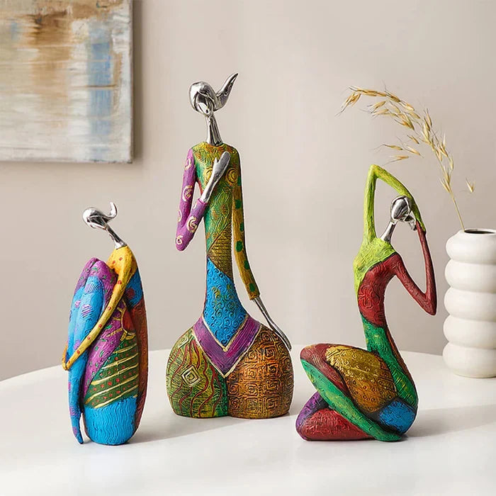 Handgemaakte Abstracte Vrouwenbeelden in Felle Kleuren – Elegante Harsen Sculpturen voor Woonkamer, Slaapkamer & Werkplek | Moderne Kunstdecoratie | Expressieve Interieurobjecten | Cadeau voor Kunstliefhebbers