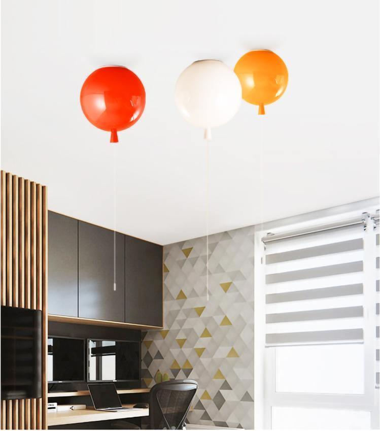 Ballonlamp Plafondlamp Plastic Wit Blauw Roze Oranje Kinderkamer Woonkamer Ø25 Ø30 Ø35cm Hanglamp Speels Trekkoordje