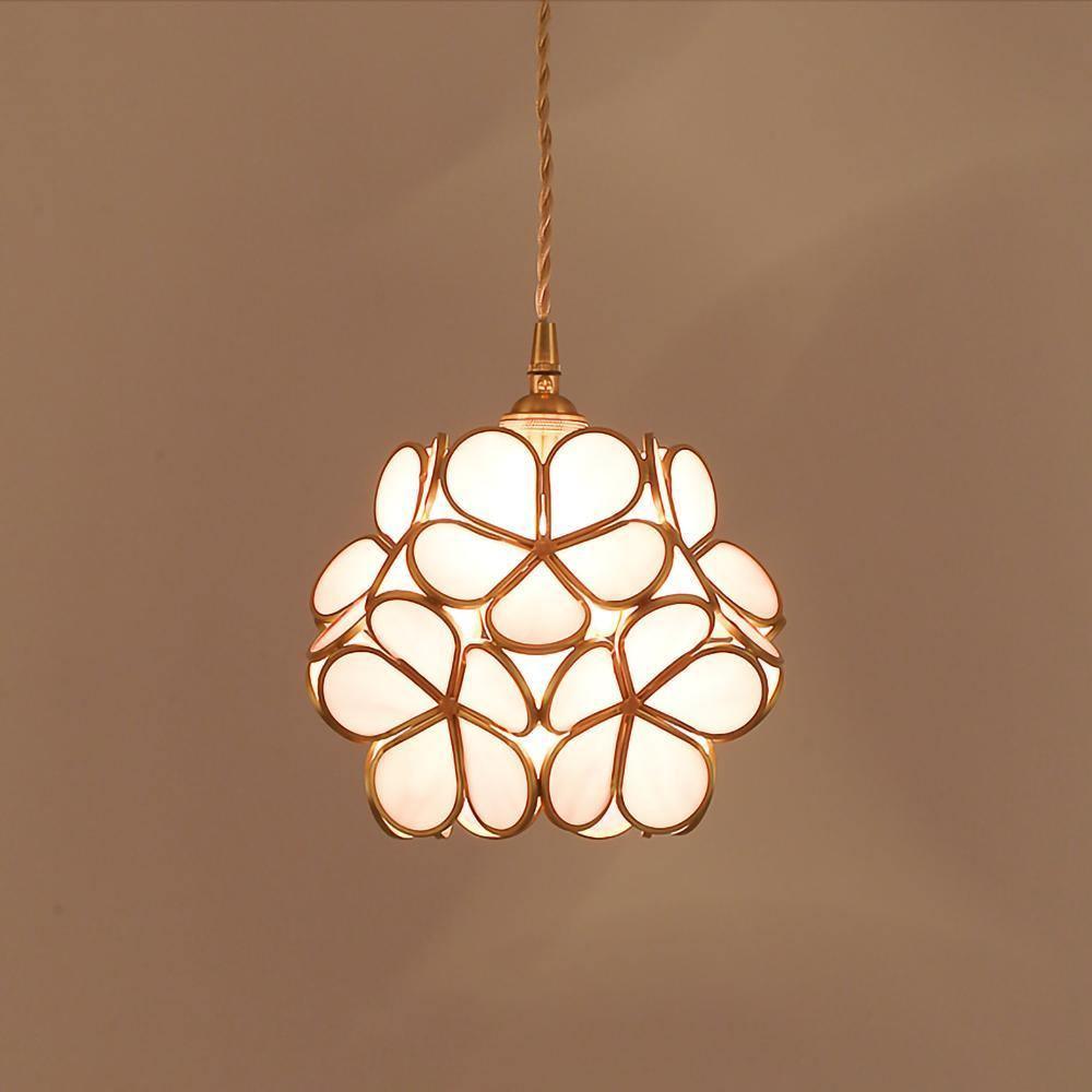 Glazen Bloembladlamp Hanglamp Messing Fitting Handgeblazen Glas Ø20cm Vijf Kleuren E26/E27 Pendelverlichting