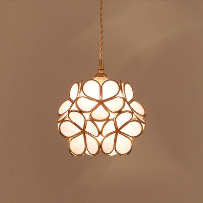 Glazen Bloembladlamp Hanglamp Messing Fitting Handgeblazen Glas Ø20cm Vijf Kleuren E26/E27 Pendelverlichting