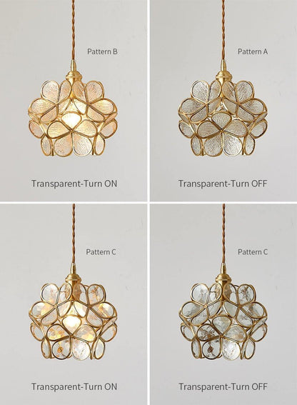 Glazen Bloembladlamp Hanglamp Messing Fitting Handgeblazen Glas Ø20cm Vijf Kleuren E26/E27 Pendelverlichting