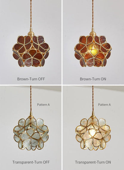 Glazen Bloembladlamp Hanglamp Messing Fitting Handgeblazen Glas Ø20cm Vijf Kleuren E26/E27 Pendelverlichting