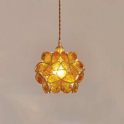Glazen Bloembladlamp Hanglamp Messing Fitting Handgeblazen Glas Ø20cm Vijf Kleuren E26/E27 Pendelverlichting
