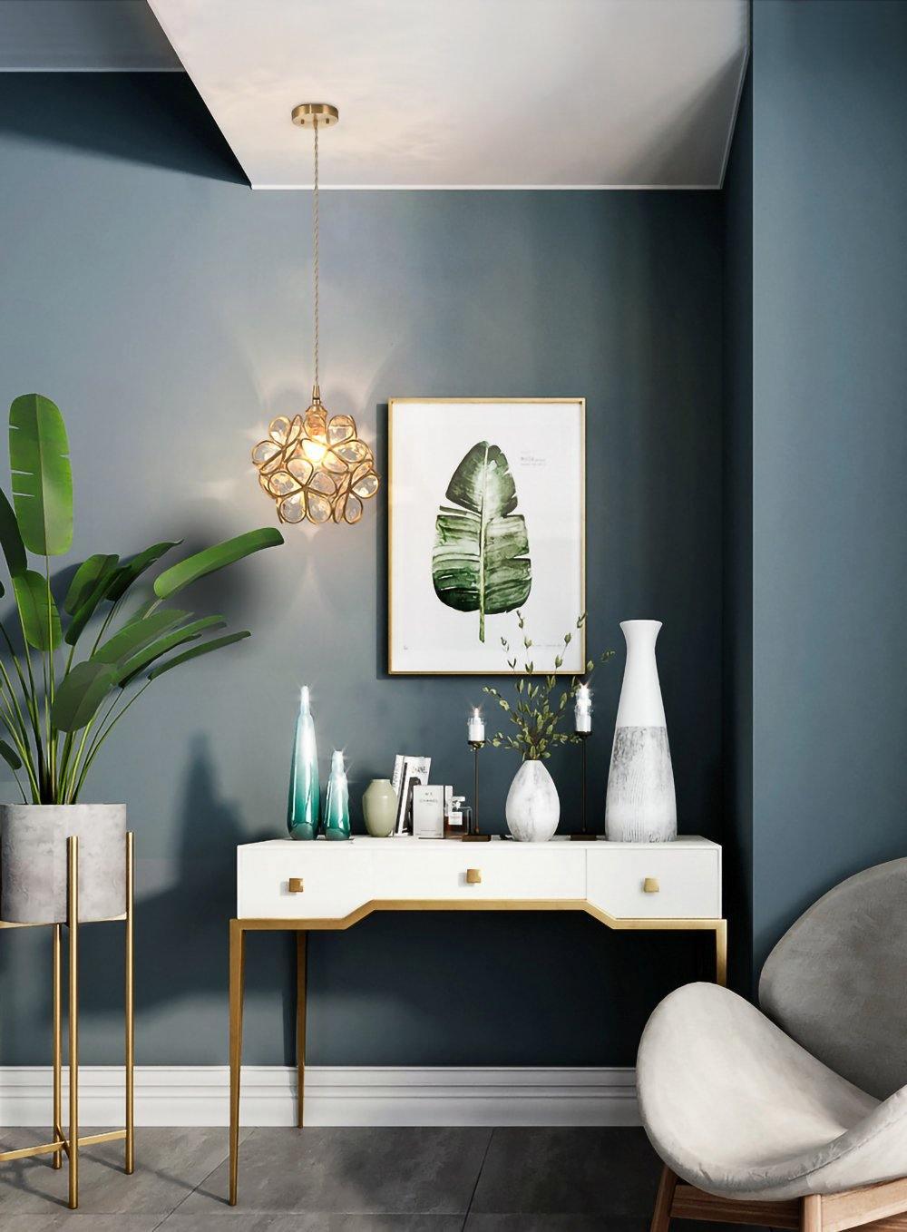 Glazen Bloembladlamp Hanglamp Messing Fitting Handgeblazen Glas Ø20cm Vijf Kleuren E26/E27 Pendelverlichting