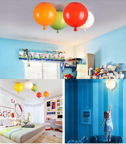 Ballonlamp Plafondlamp Plastic Wit Blauw Roze Oranje Kinderkamer Woonkamer Ø25 Ø30 Ø35cm Hanglamp Speels Trekkoordje