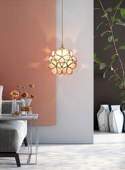Glazen Bloembladlamp Hanglamp Messing Fitting Handgeblazen Glas Ø20cm Vijf Kleuren E26/E27 Pendelverlichting
