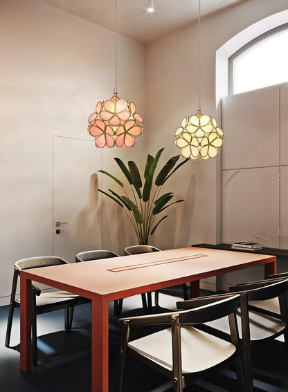 Glazen Bloembladlamp Hanglamp Messing Fitting Handgeblazen Glas Ø20cm Vijf Kleuren E26/E27 Pendelverlichting