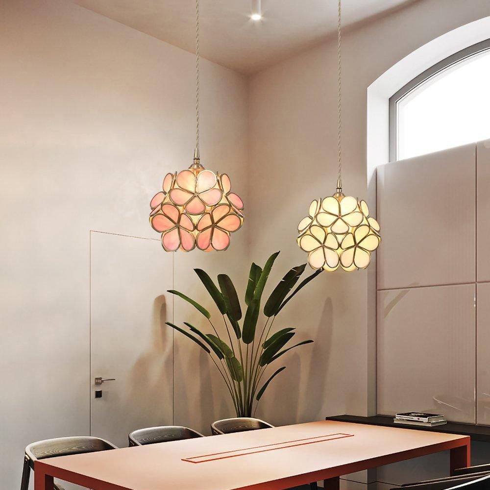 Glazen Bloembladlamp Hanglamp Messing Fitting Handgeblazen Glas Ø20cm Vijf Kleuren E26/E27 Pendelverlichting