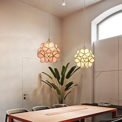 Glazen Bloembladlamp Hanglamp Messing Fitting Handgeblazen Glas Ø20cm Vijf Kleuren E26/E27 Pendelverlichting