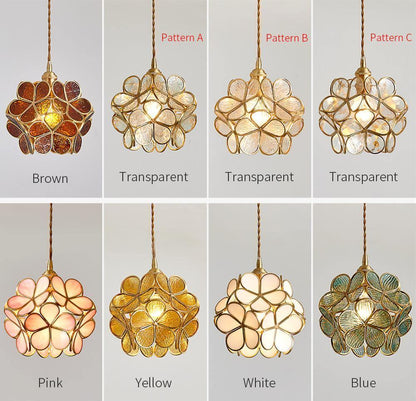 Glazen Bloembladlamp Hanglamp Messing Fitting Handgeblazen Glas Ø20cm Vijf Kleuren E26/E27 Pendelverlichting