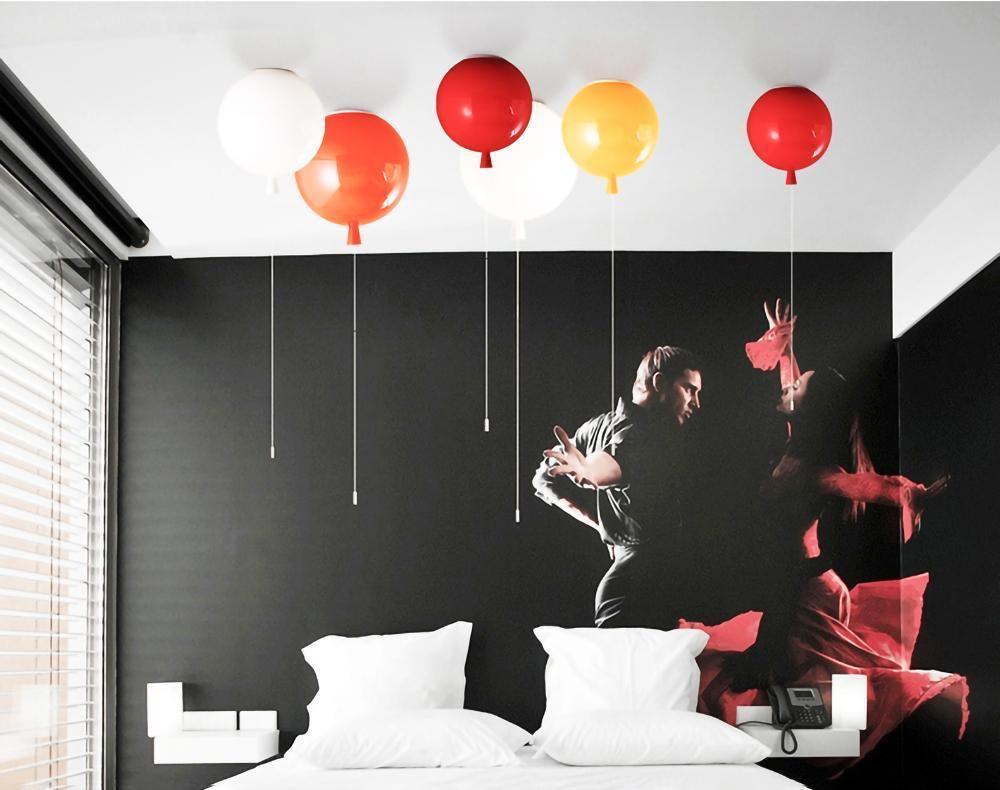 Ballonlamp Plafondlamp Plastic Wit Blauw Roze Oranje Kinderkamer Woonkamer Ø25 Ø30 Ø35cm Hanglamp Speels Trekkoordje