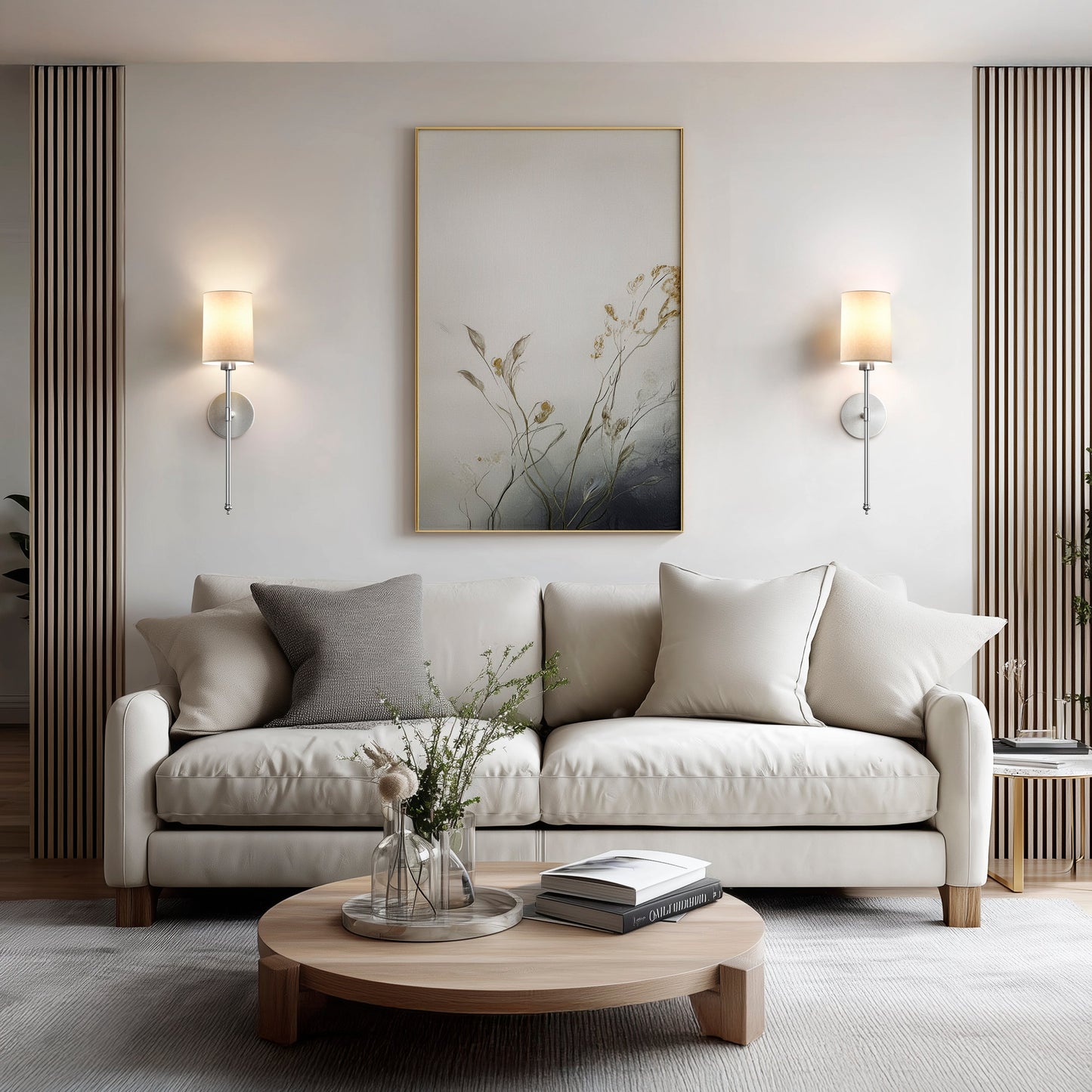 Wandlamp Goud Witte Cilinderkap Set 2 Draadloos Afstandsbediening Dimbaar RGB Slaapkamer