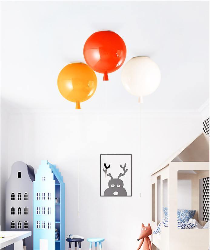 Ballonlamp Plafondlamp Plastic Wit Blauw Roze Oranje Kinderkamer Woonkamer Ø25 Ø30 Ø35cm Hanglamp Speels Trekkoordje