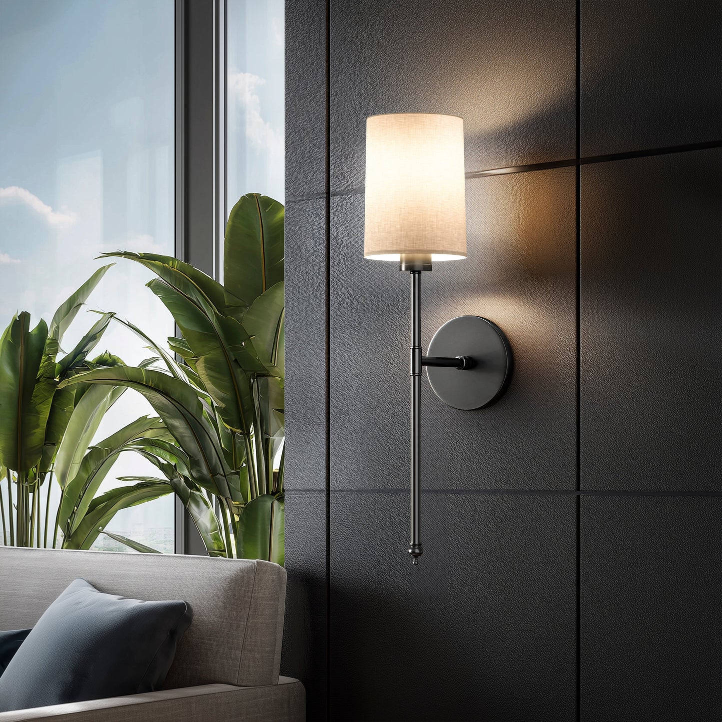 Wandlamp Goud Witte Cilinderkap Set 2 Draadloos Afstandsbediening Dimbaar RGB Slaapkamer