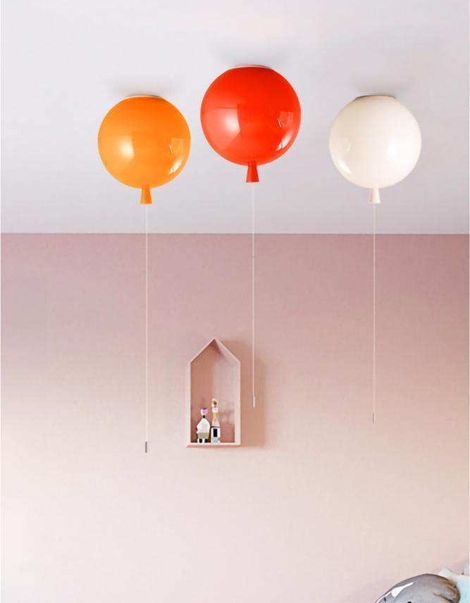 Ballonlamp Plafondlamp Plastic Wit Blauw Roze Oranje Kinderkamer Woonkamer Ø25 Ø30 Ø35cm Hanglamp Speels Trekkoordje