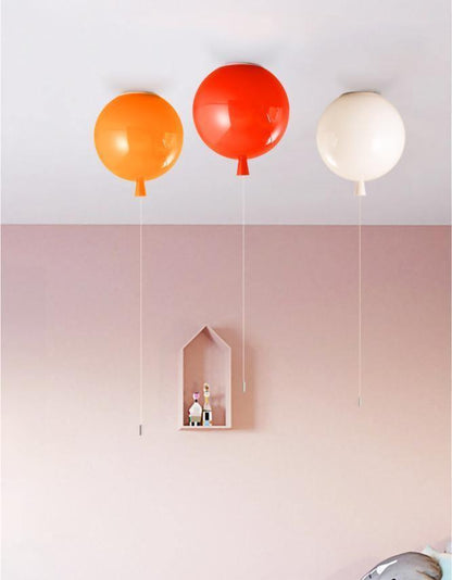 Ballonlamp Plafondlamp Plastic Wit Blauw Roze Oranje Kinderkamer Woonkamer Ø25 Ø30 Ø35cm Hanglamp Speels Trekkoordje