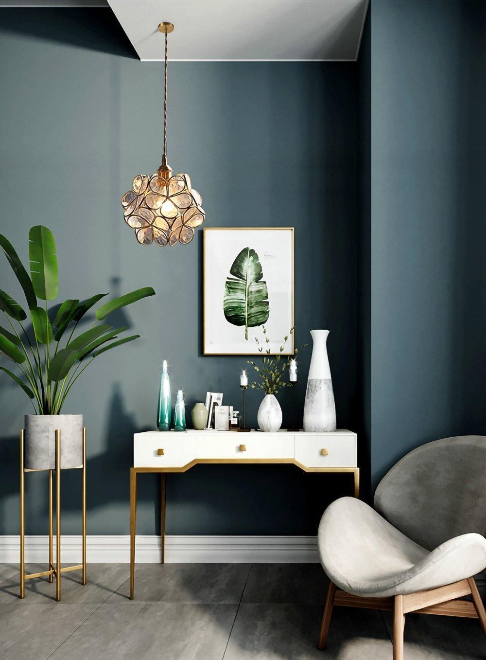 Glazen Bloembladlamp Hanglamp Messing Fitting Handgeblazen Glas Ø20cm Vijf Kleuren E26/E27 Pendelverlichting