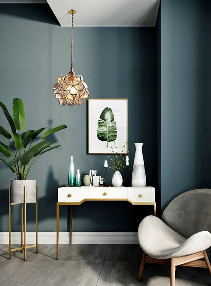Glazen Bloembladlamp Hanglamp Messing Fitting Handgeblazen Glas Ø20cm Vijf Kleuren E26/E27 Pendelverlichting