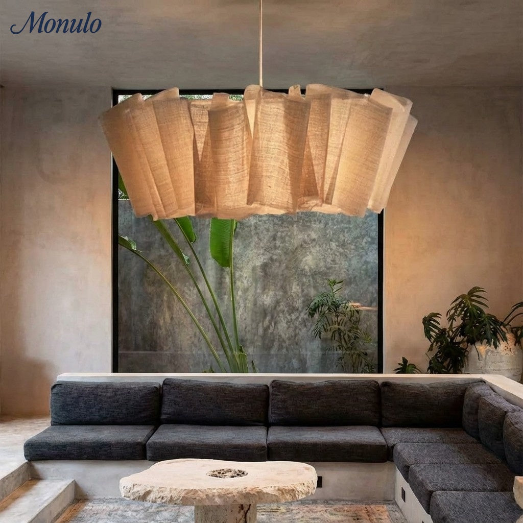 Geplisseerde Stoffen Hanglamp – Minimalistische Scandinavische Verlichting voor Eetkamer & Woonkamer