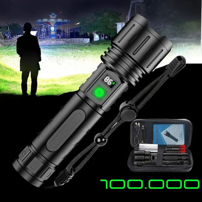 Oplaadbare LED Zaklamp 100000 Lumen Aluminium IPX6 Waterdicht voor Outdoor Camping Wandelen Noodsituaties