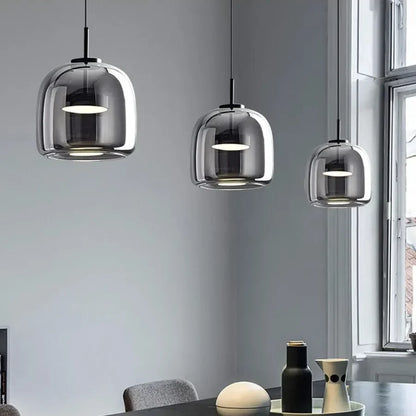 Nordische Hanglamp Glas LED Cognac Rookgrijs Scandinavisch