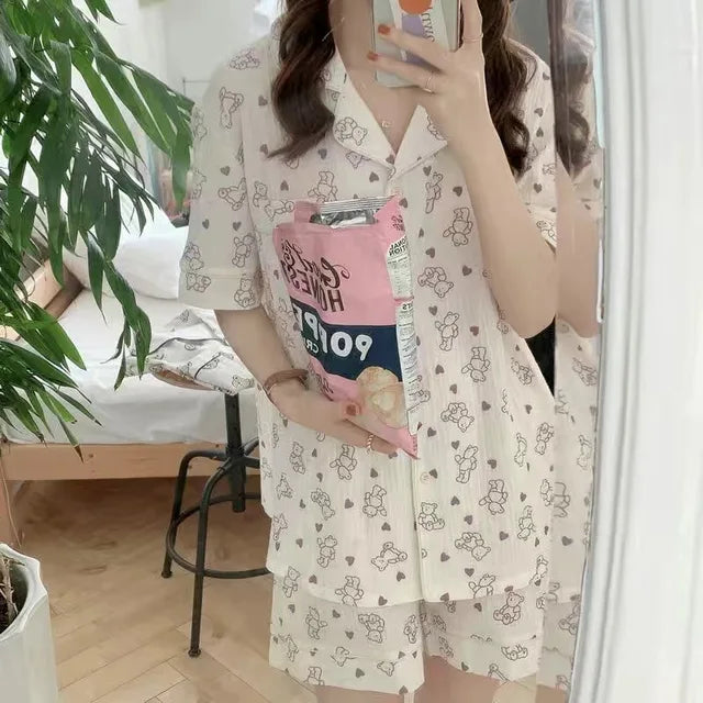 Katoenen Pyjamaset met Kersenprint voor Vrouw