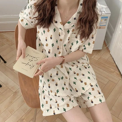 Katoenen Pyjamaset met Kersenprint voor Vrouw