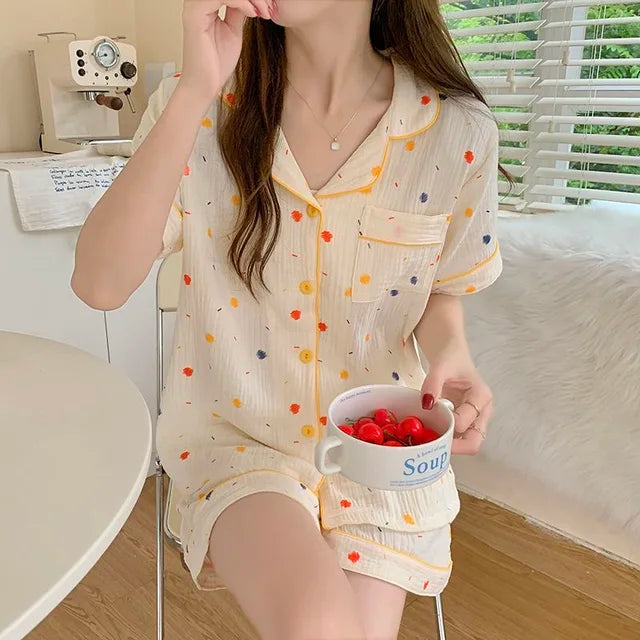Katoenen Pyjamaset met Kersenprint voor Vrouw