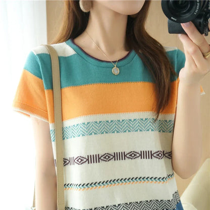 Katoenen T-shirt Zomerse Look voor Dames en Heren