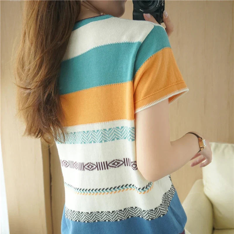 Katoenen T-shirt Zomerse Look voor Dames en Heren