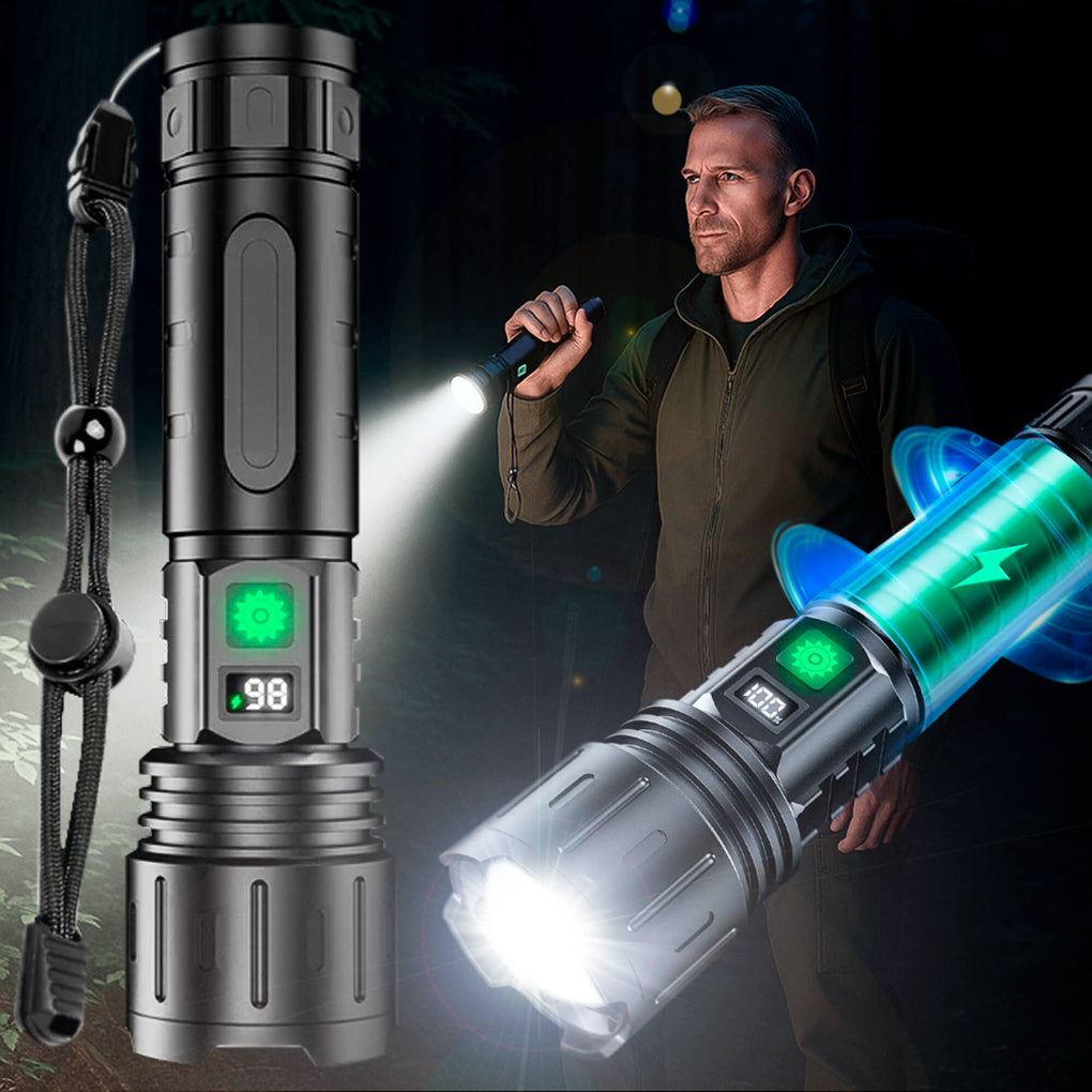Oplaadbare LED Zaklamp 100000 Lumen Aluminium IPX6 Waterdicht voor Outdoor Camping Wandelen Noodsituaties