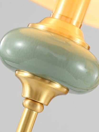 Keramische wandlamp met stoffen kap - 1 of 2 lichtpunten - E27 - diverse kleuren & stijlen