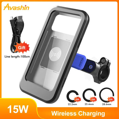 Waterdichte Telefoonhouder voor Fiets met 15W Draadloze Powerbank Zwart