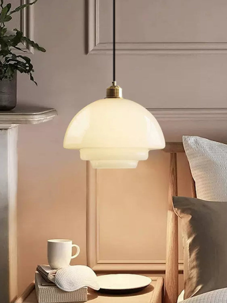 Glazen Hanglamp met Gelaagd Design – Melkwit Matglas voor Eetkamer en Woonkamer