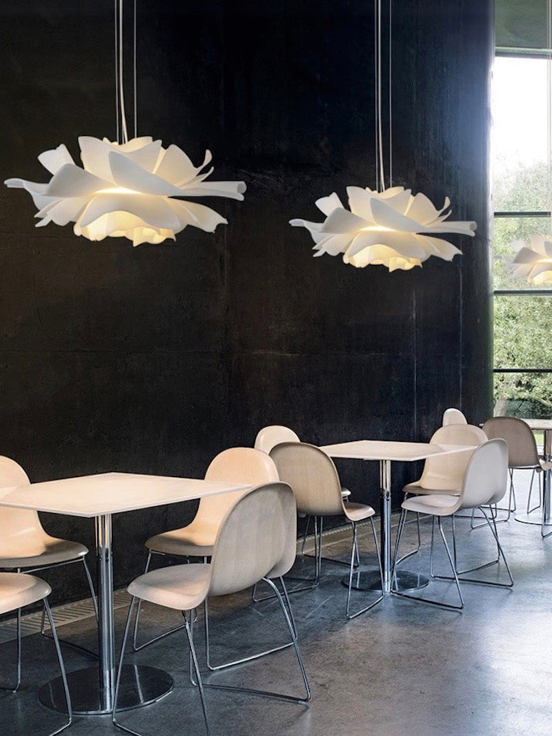 Handgemaakte Acryl Hanglamp Lotus Bloem Wit Scandinavisch Design