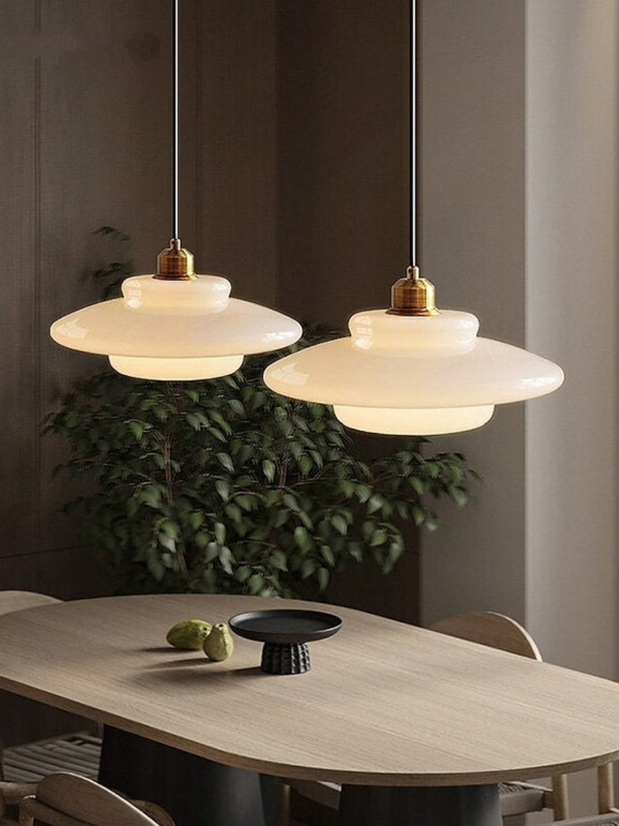 Glazen Hanglamp met Gelaagd Design – Melkwit Matglas voor Eetkamer en Woonkamer