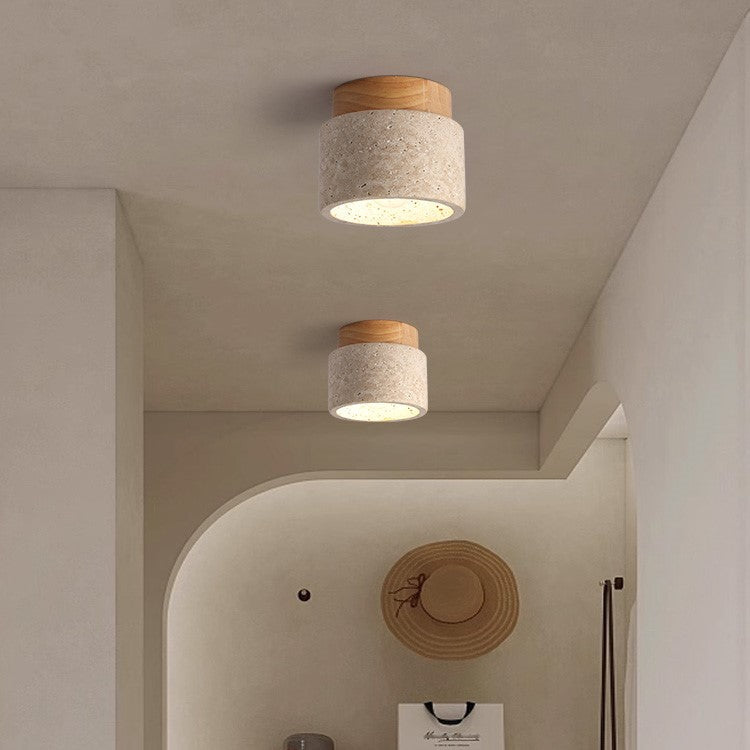 Cilestic Plafondlamp Travertin Hout E27/E26 Beige Hal Slaapkamer Woonkamer Scandinavisch Modern Design Natuurlijke Plafondverlichting